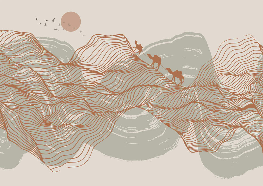 Desenho de uma paisagem desértica