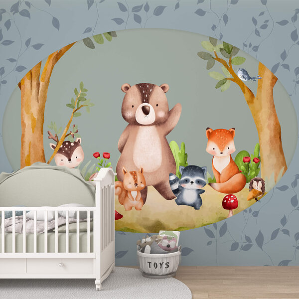 Desenho animado de animais numa floresta Desenho animado de animais numa floresta