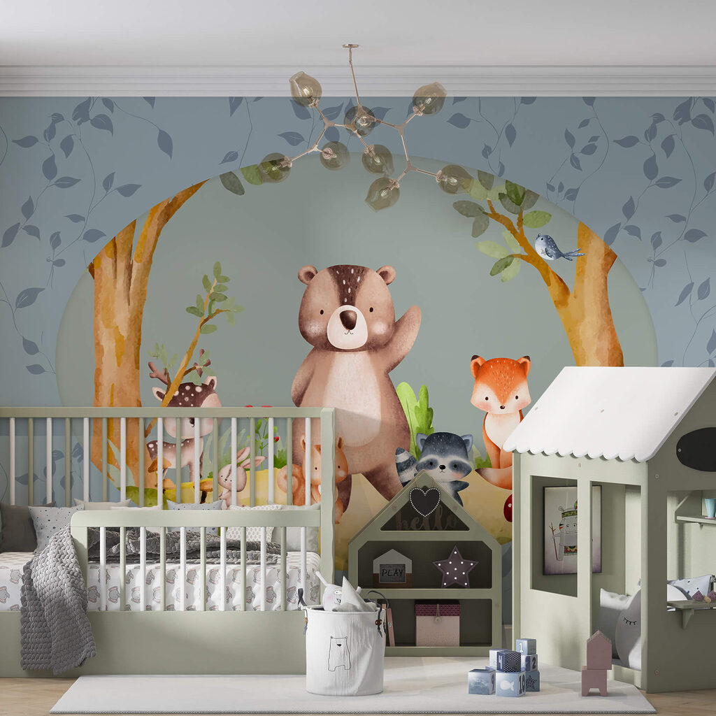 Desenho animado de animais numa floresta Desenho animado de animais numa floresta