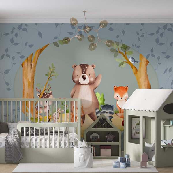 Desenho animado de animais numa floresta Desenho animado de animais numa floresta