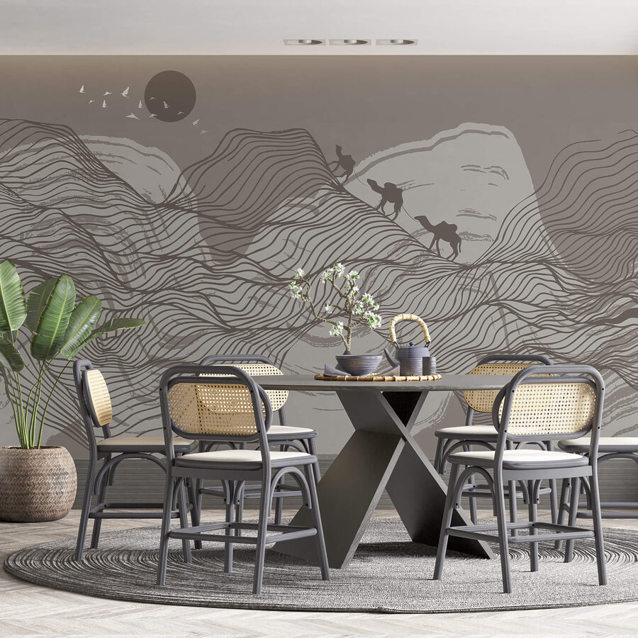Desenho de uma paisagem desértica