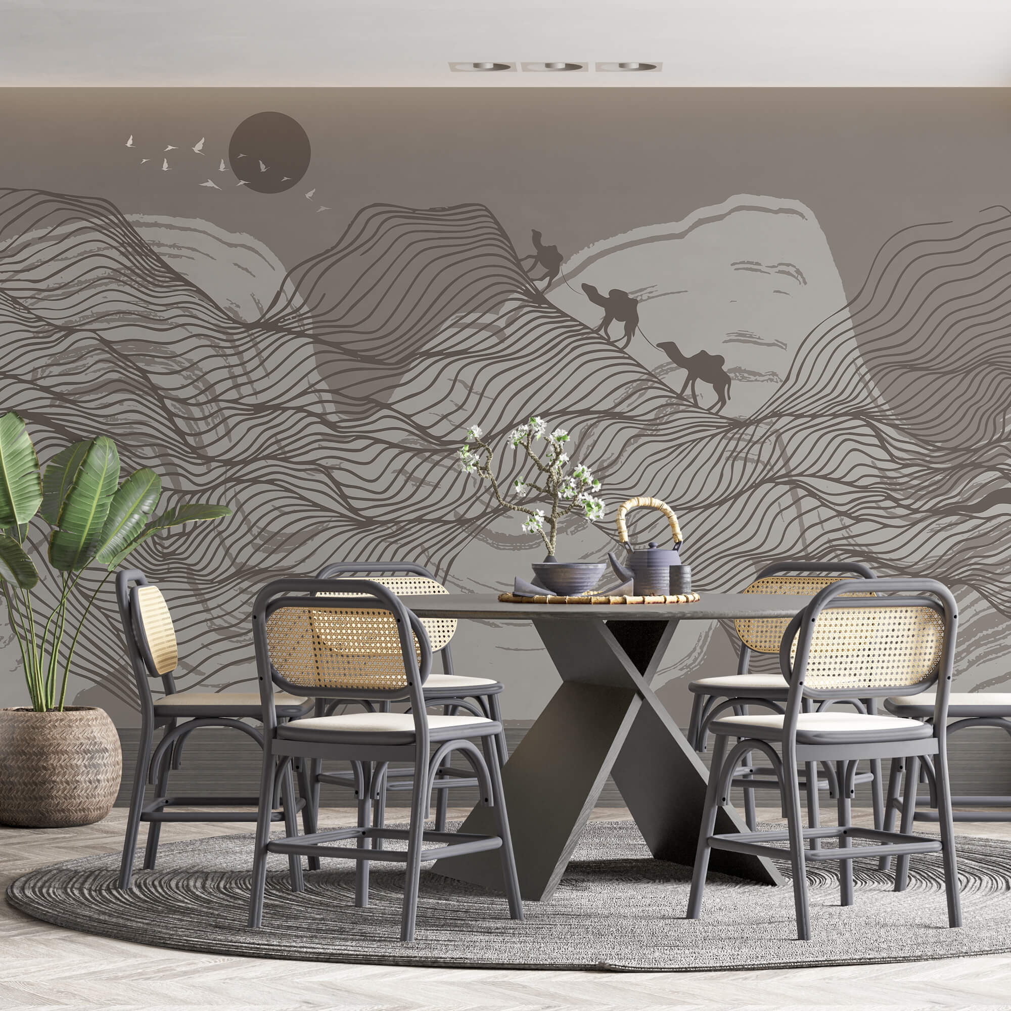 Desenho de uma paisagem desértica