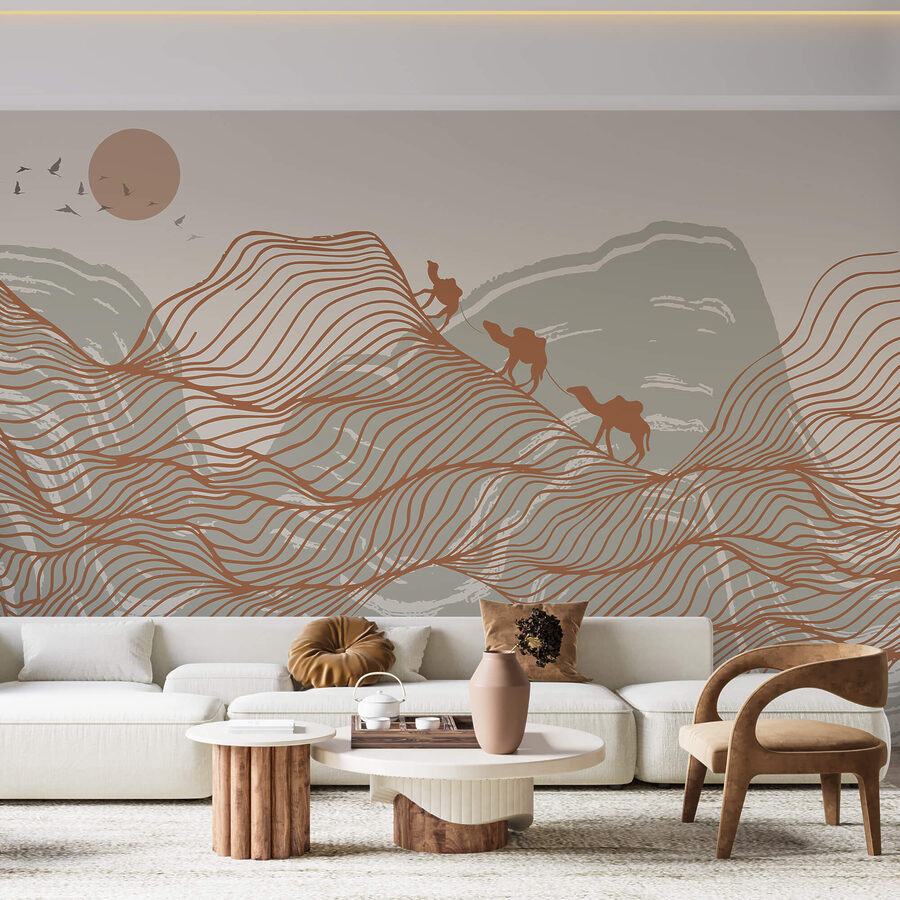 Desenho de uma paisagem desértica