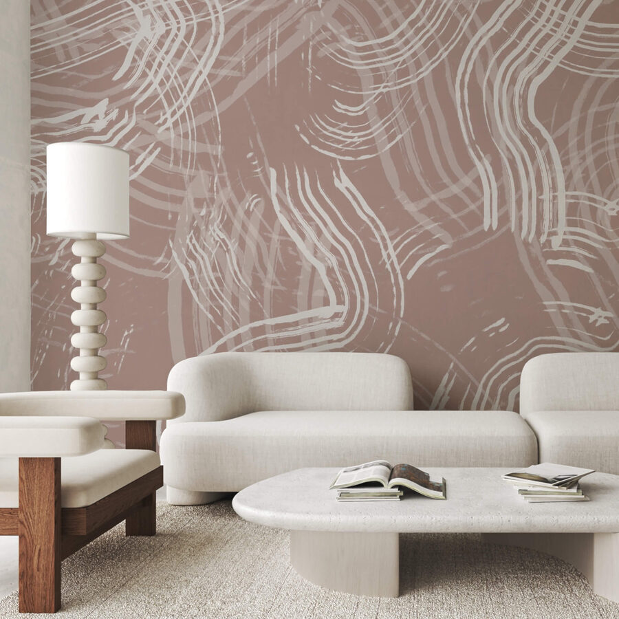 Papel de parede Linhas brancas sobre um fundo cor-de-rosa