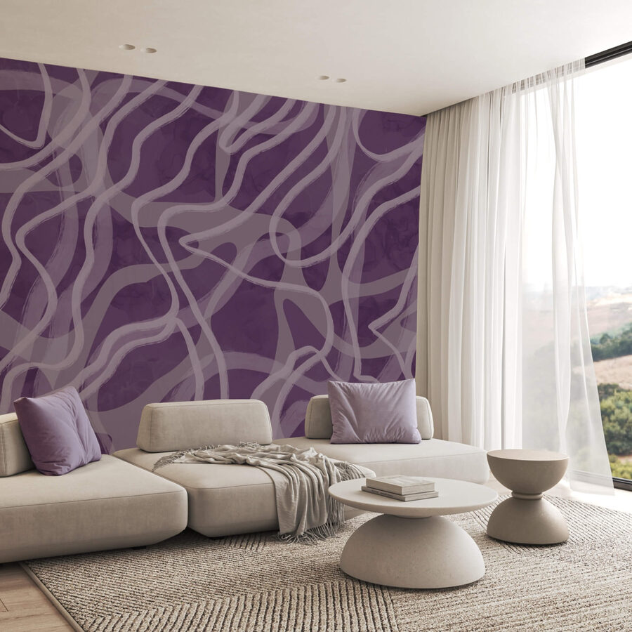 Papel de parede Padrão roxo e branco