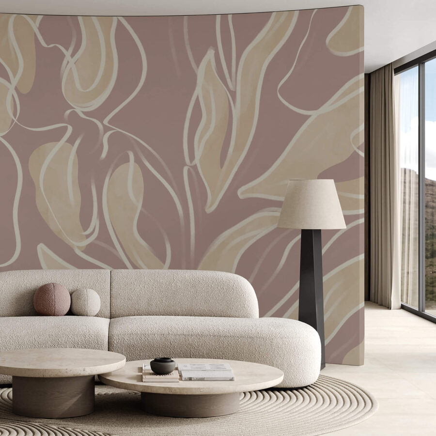 Papel de parede Desenho de padrão de folhas inspirado na natureza.