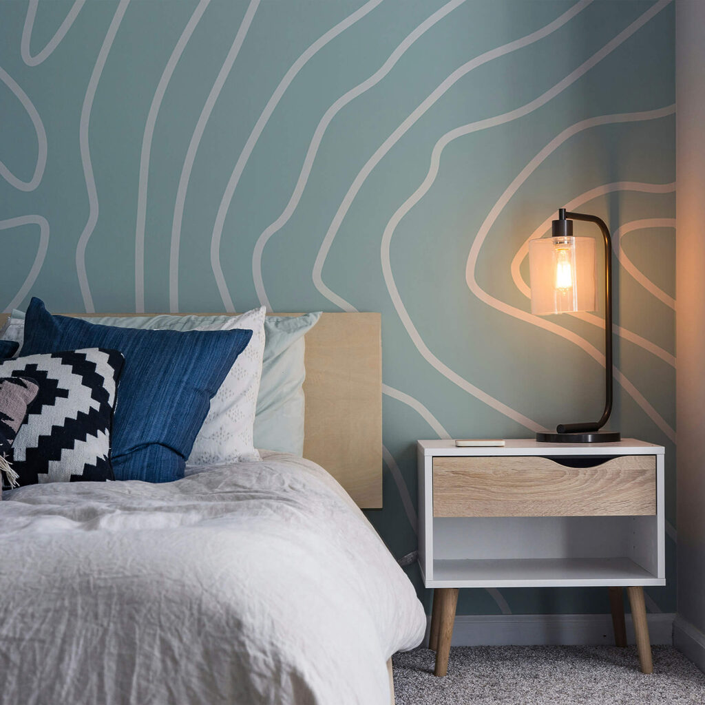 Linhas brancas sobre um fundo azul