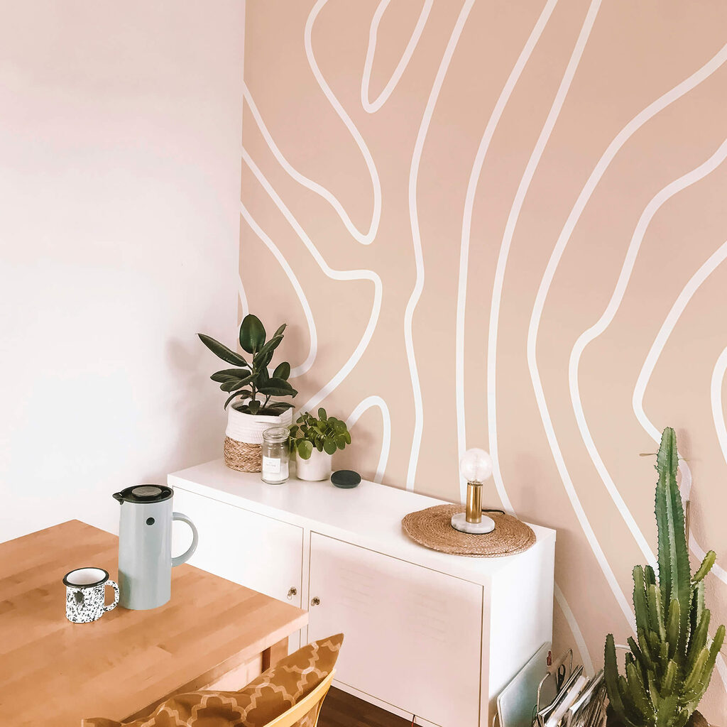 Linhas brancas sobre um fundo cor-de-rosa