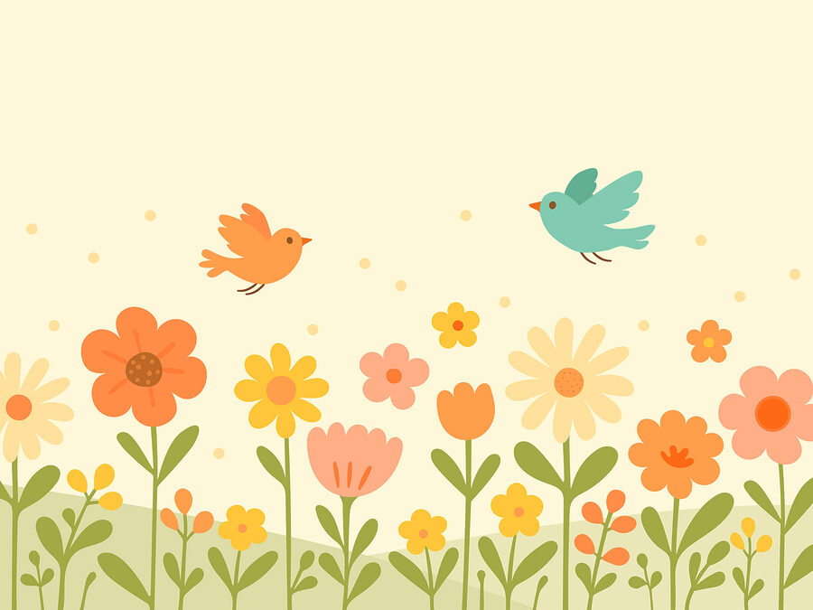 Papel de parede Pássaros a voar sobre flores - Image 3