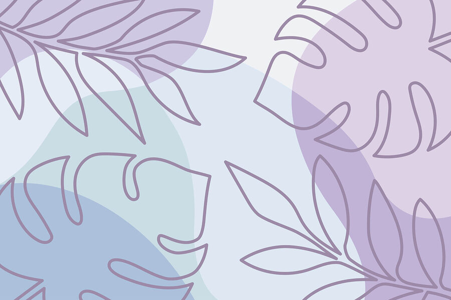 Padrão roxo e branco com folhas