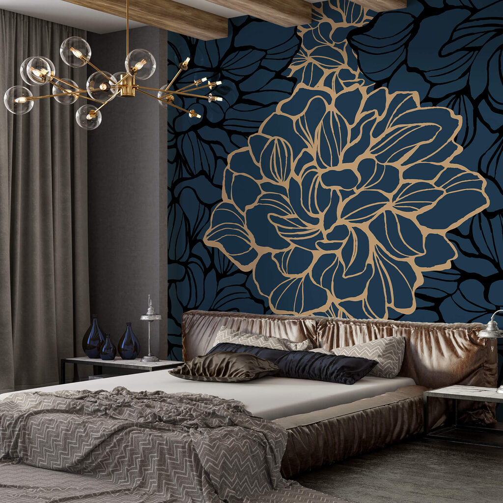 Desenho floral arrojado sobre fundo escuro Desenho floral arrojado sobre fundo escuro