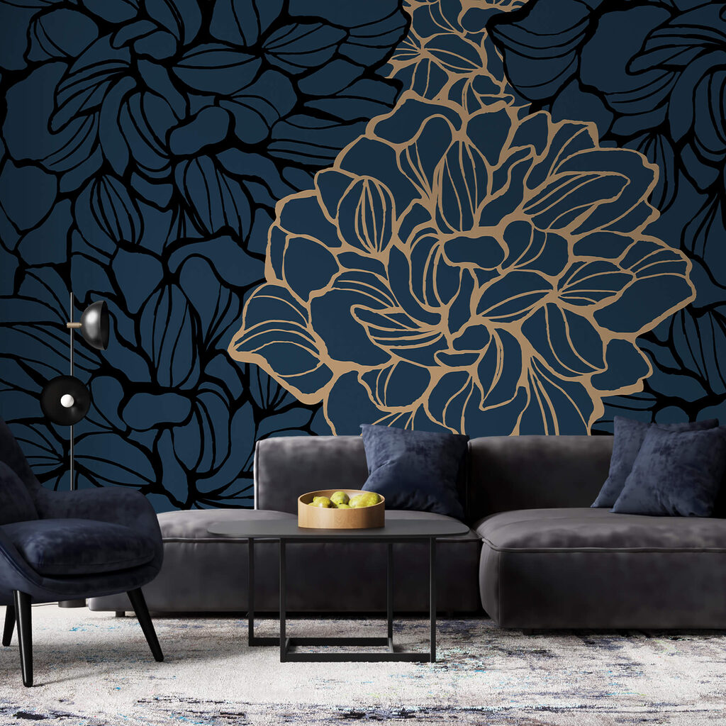 Desenho floral arrojado sobre fundo escuro Desenho floral arrojado sobre fundo escuro