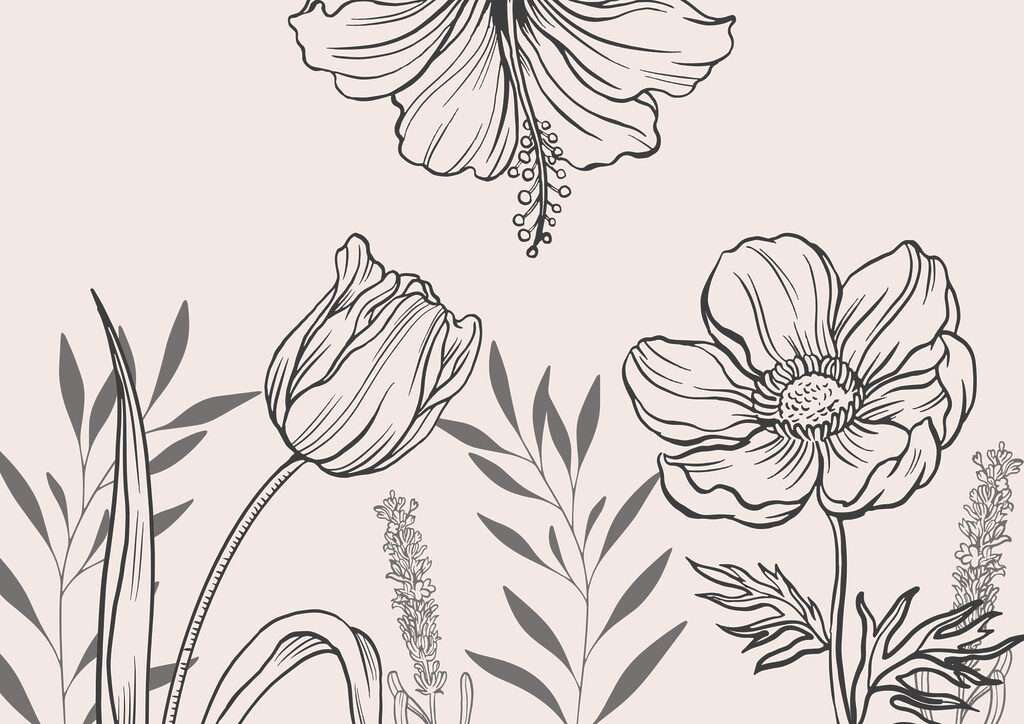 Delicado desenho de linhas florais Delicado desenho de linhas florais