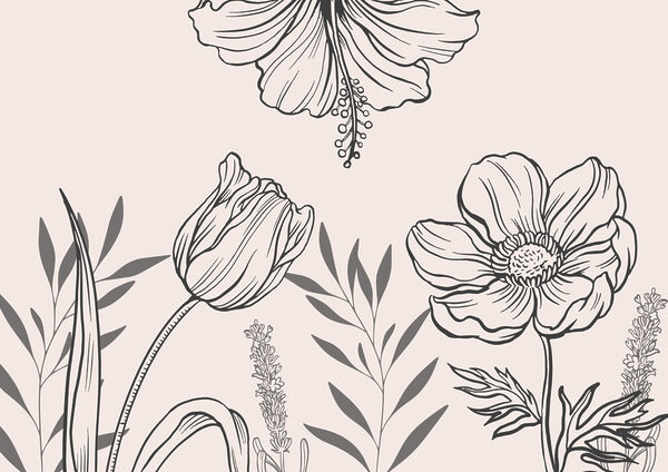 Delicado desenho de linhas florais Delicado desenho de linhas florais