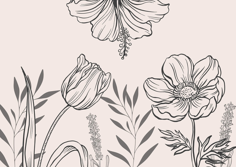 Delicado desenho de linhas florais