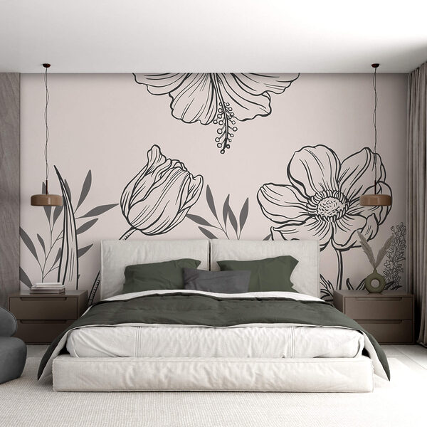 Delicado desenho de linhas florais Delicado desenho de linhas florais