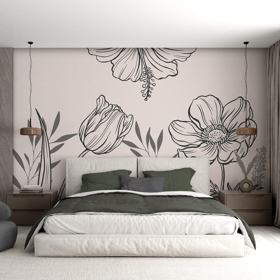 Delicado desenho de linhas florais