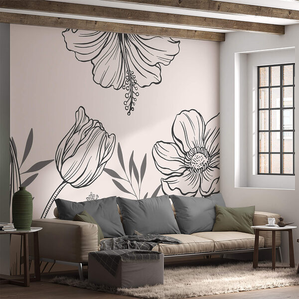 Delicado desenho de linhas florais Delicado desenho de linhas florais