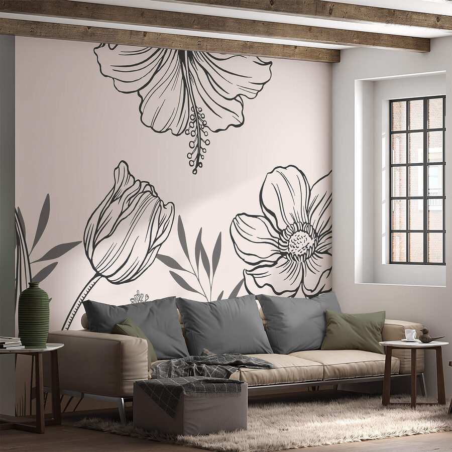 Delicado desenho de linhas florais