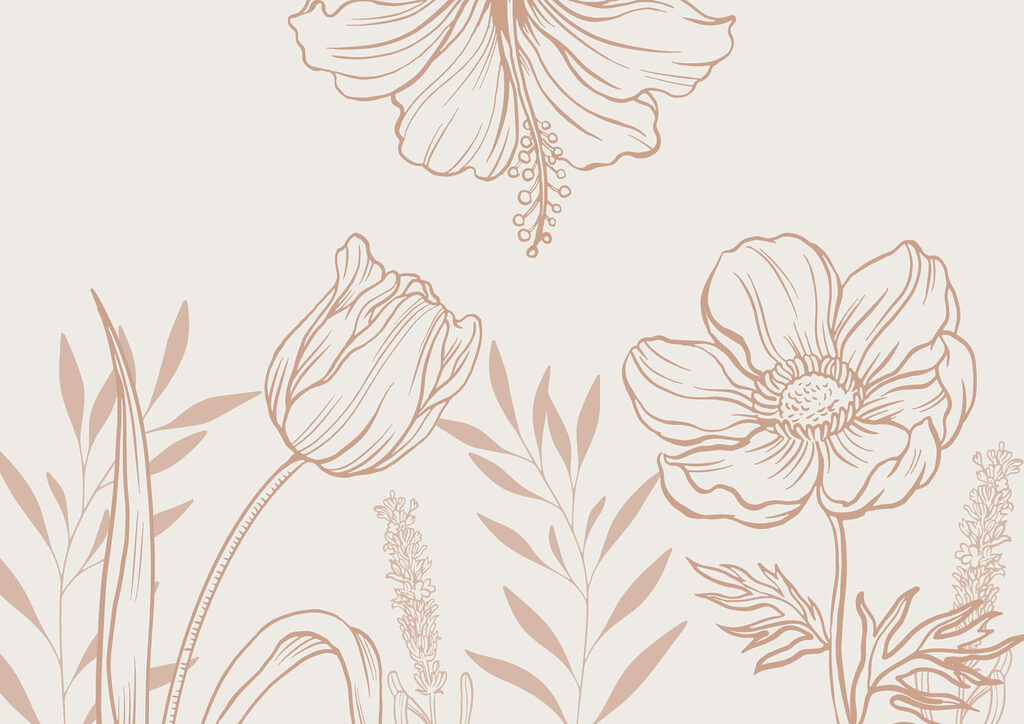 Delicado desenho de linhas florais. Delicado desenho de linhas florais.