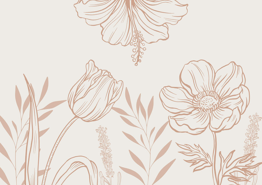Delicado desenho de linhas florais.