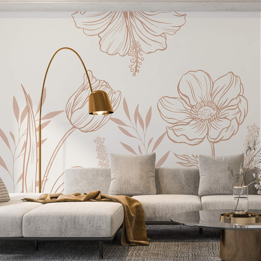 Delicado desenho de linhas florais