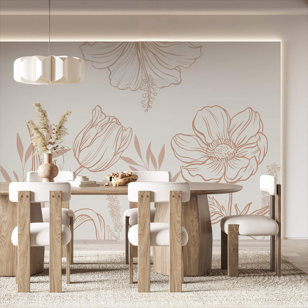 Delicado desenho de linhas florais