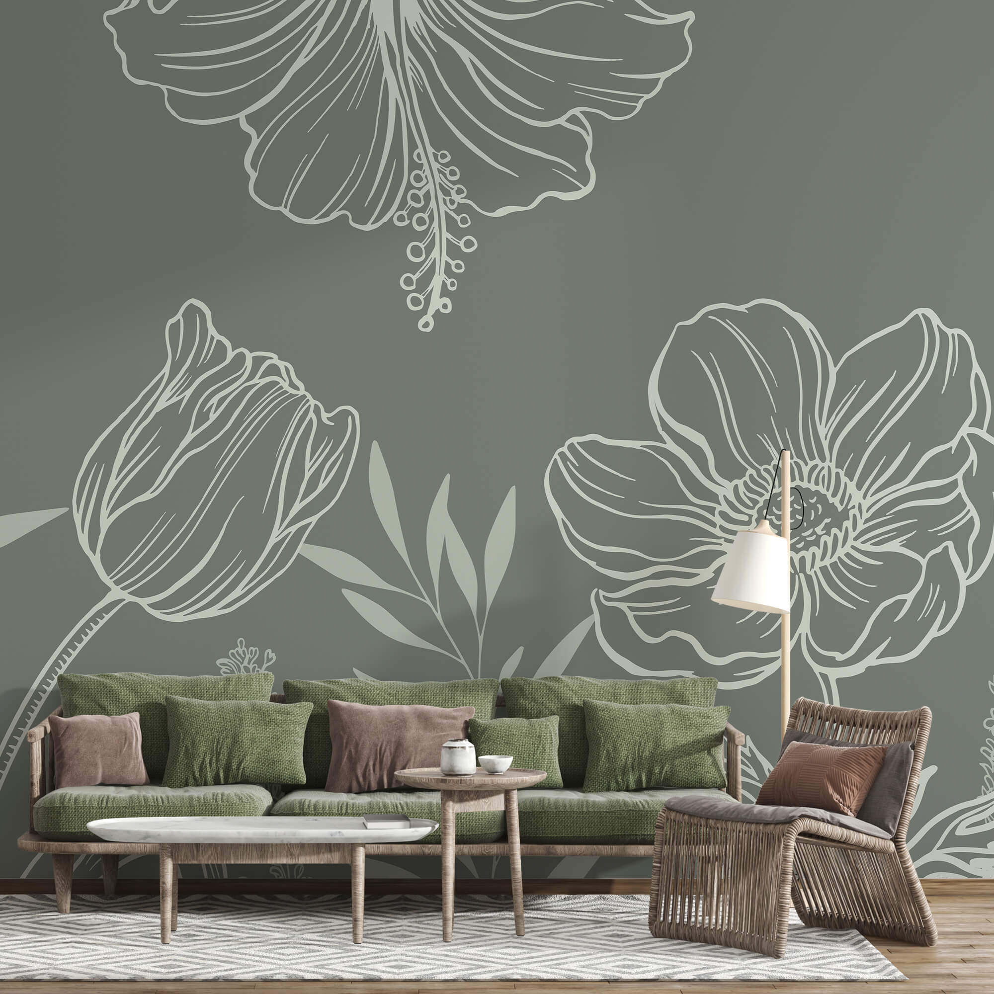 Flores suaves num cenário discreto