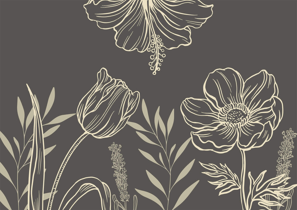 Delicado desenho de linhas florais Delicado desenho de linhas florais