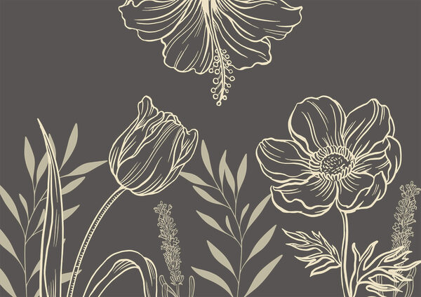 Delicado desenho de linhas florais Delicado desenho de linhas florais