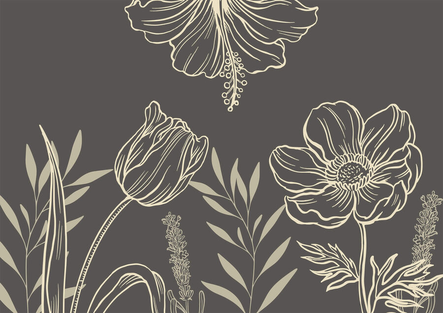 Delicado desenho de linhas florais