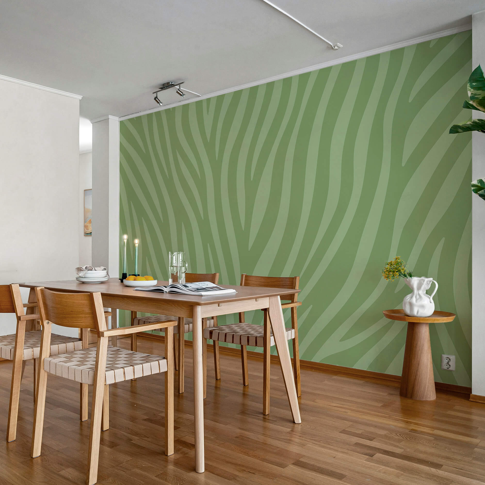 Estampado de zebra verde e branco