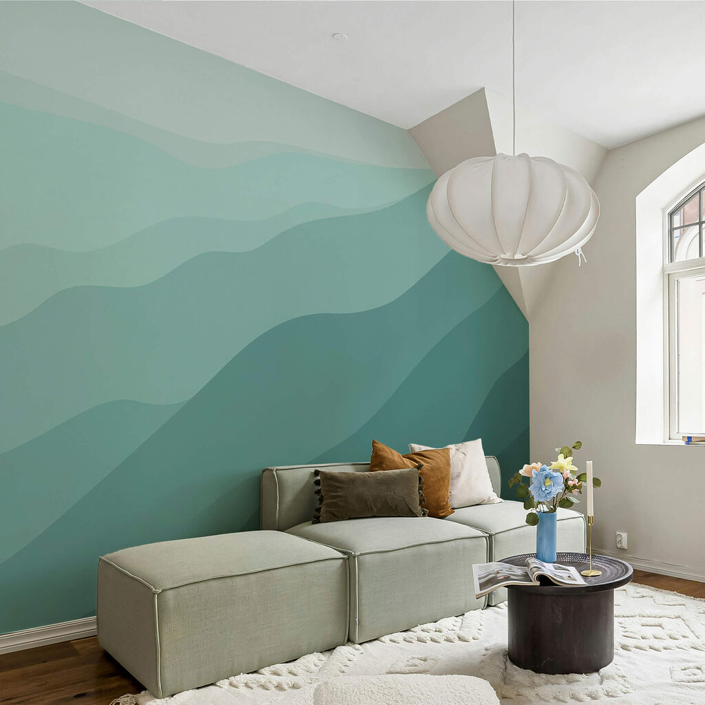 Colinas verdes com céu azul