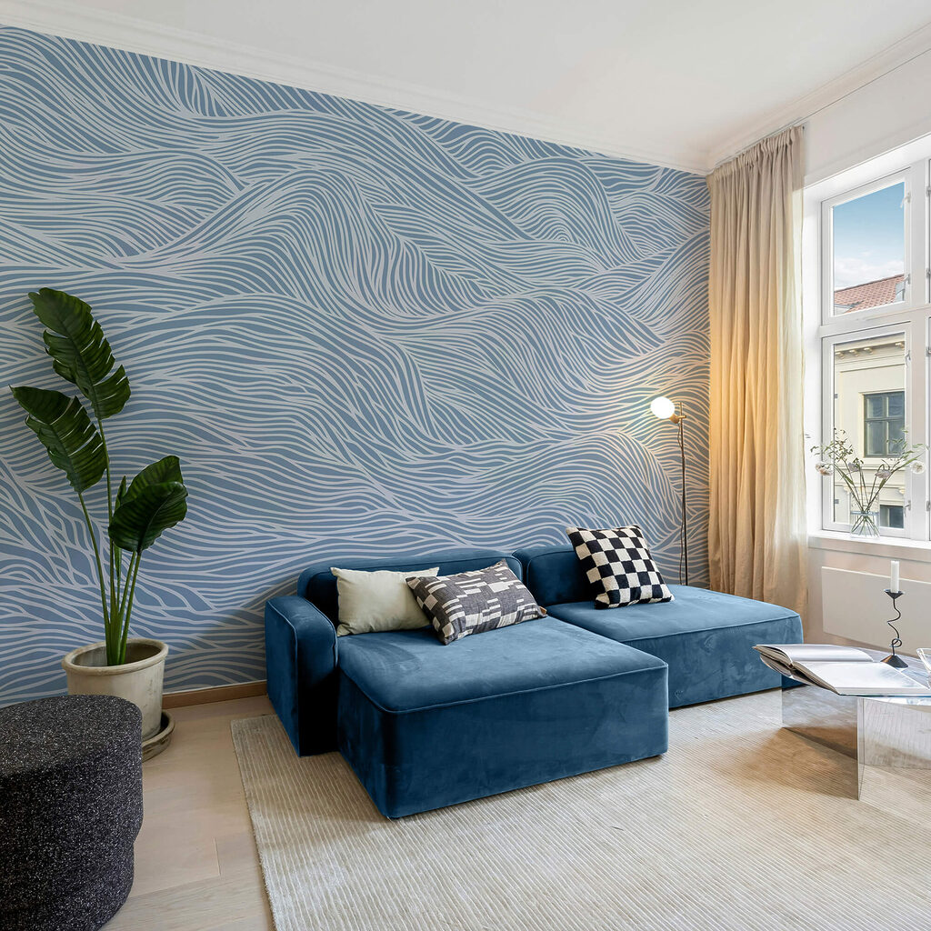 Padrão ondulado azul e branco Padrão ondulado azul e branco