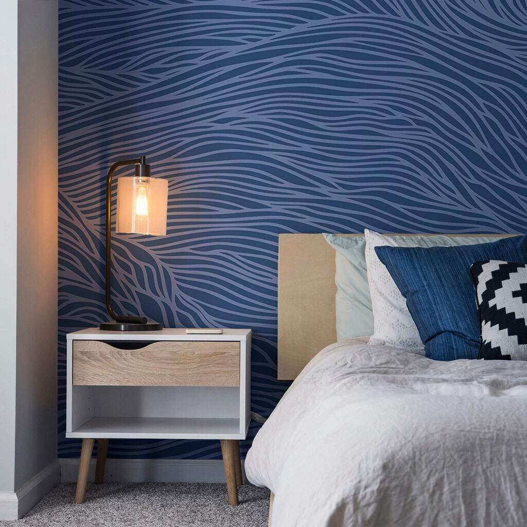 Padrão ondulado azul e branco