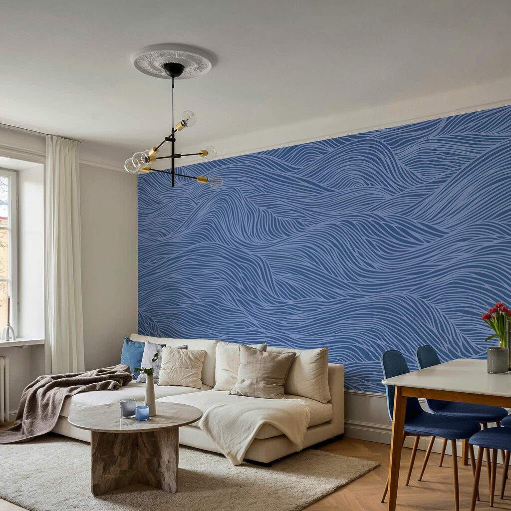 Padrão ondulado azul e branco