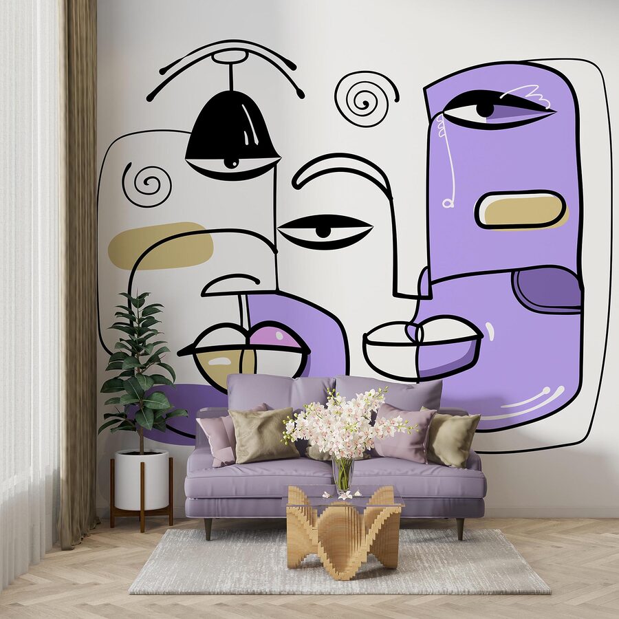Papel de parede Grupo de rostos desenhados em cores diferentes - Image 2