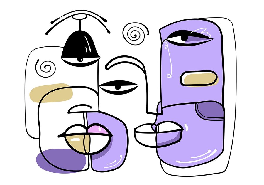 Papel de parede Grupo de rostos desenhados em cores diferentes - Image 3