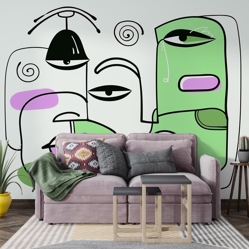 Desenho de rostos e lábios