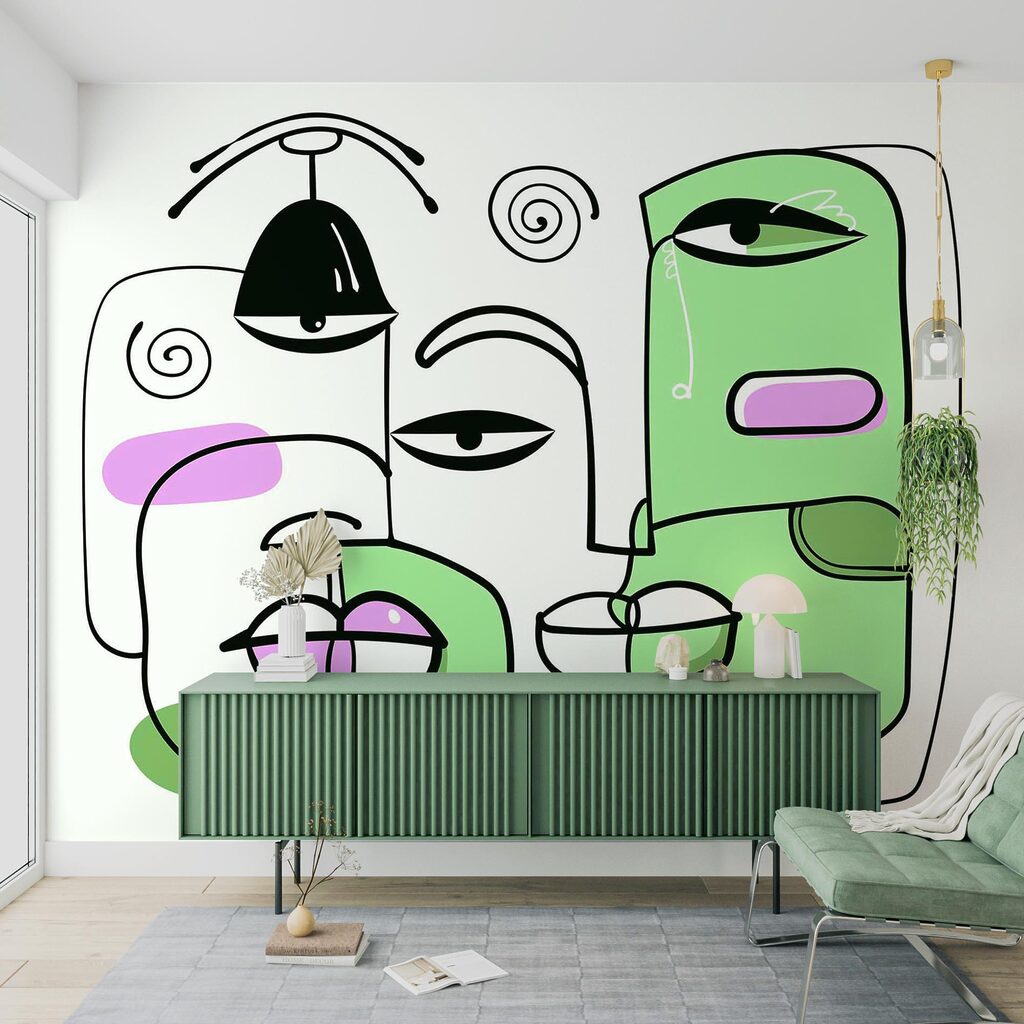 Desenho de rostos e lábios