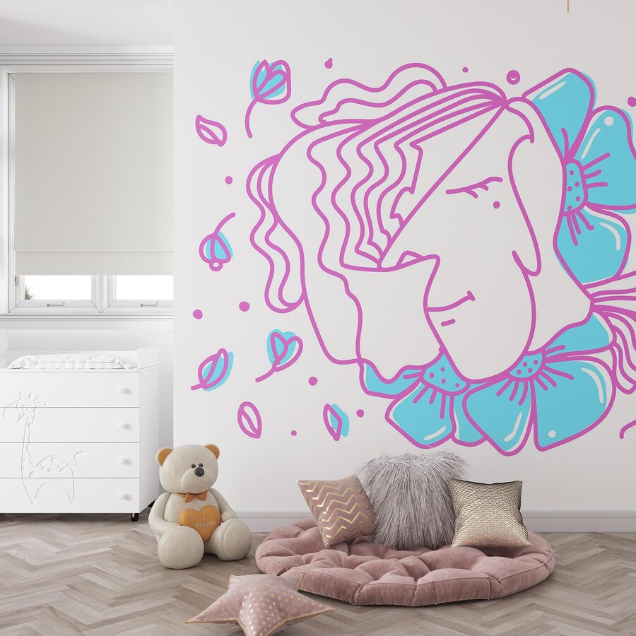 Desenho de uma mulher com flores