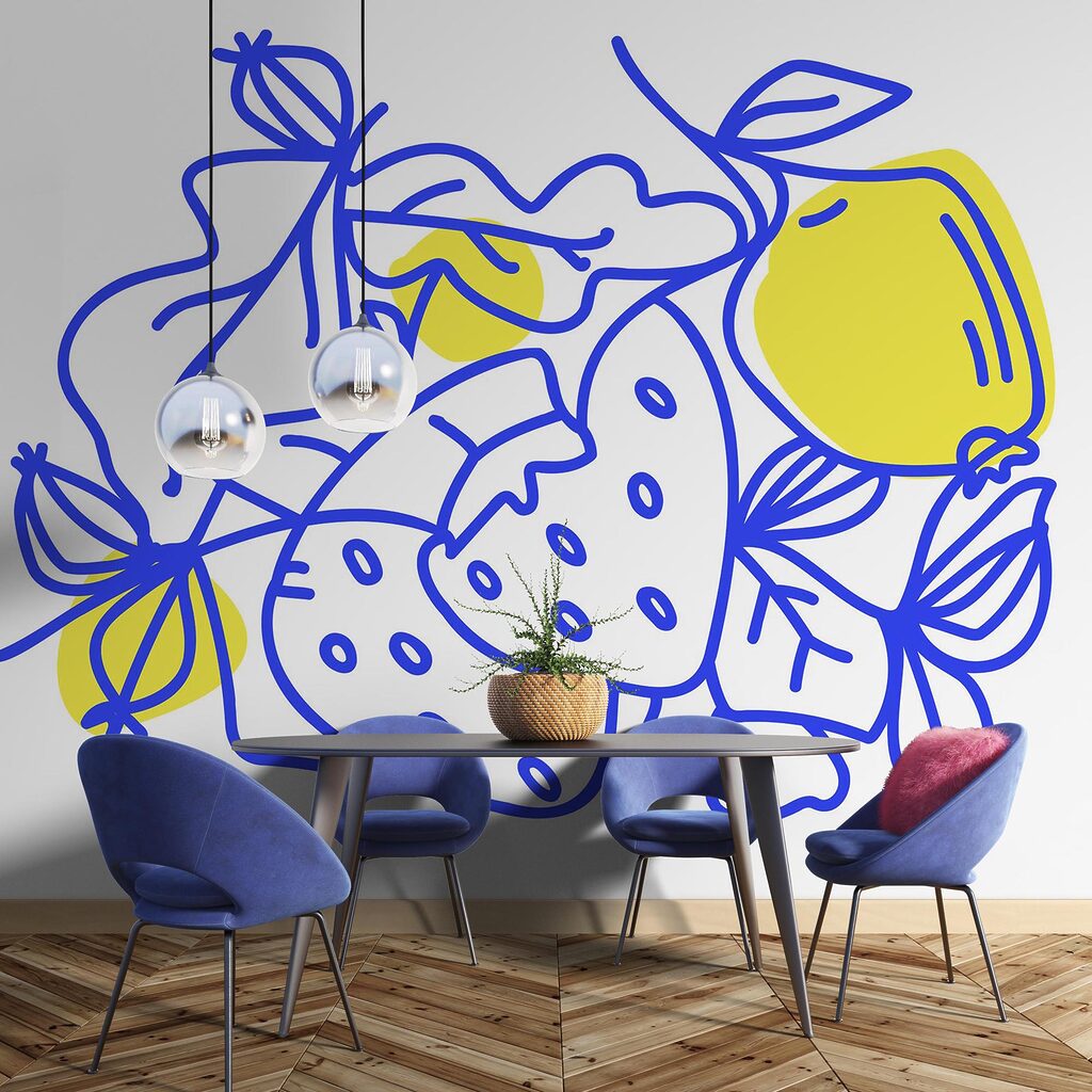 Desenho de frutos e folhas