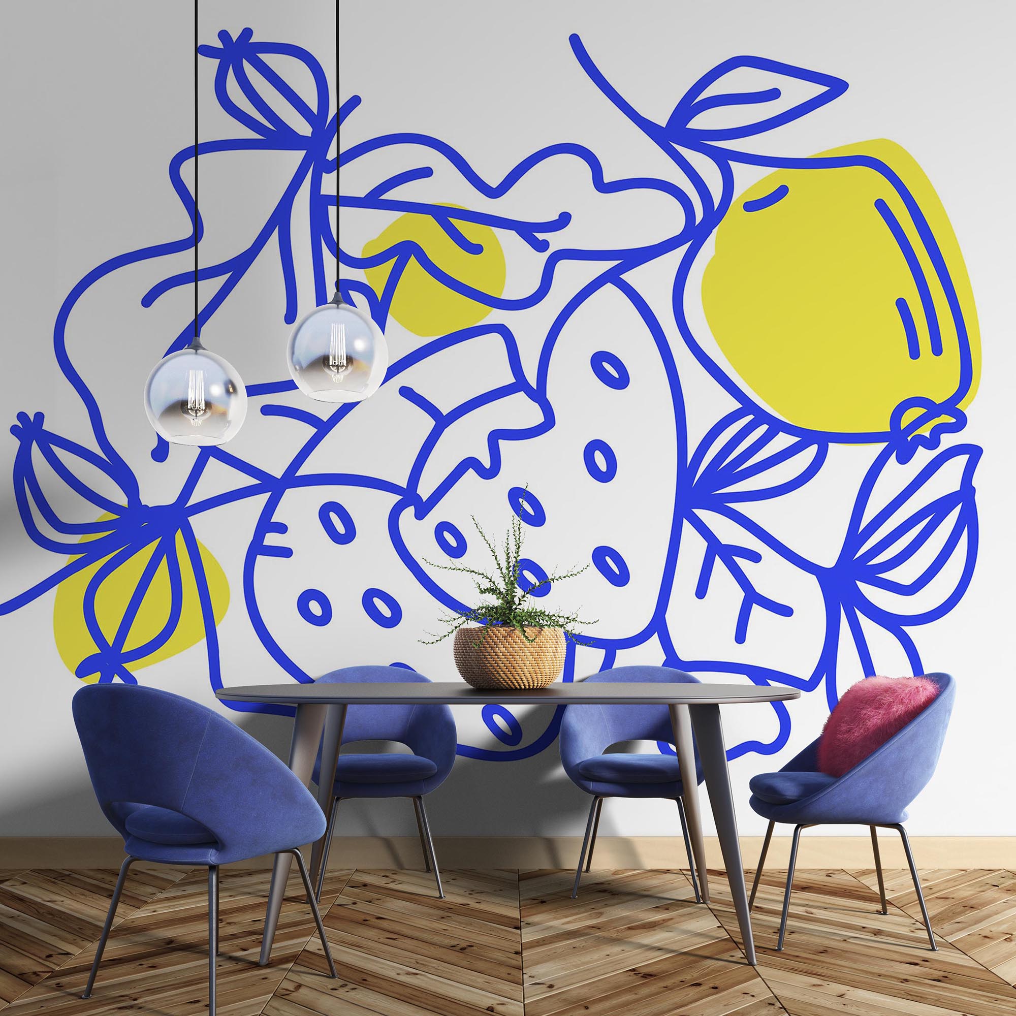 Desenho de frutos e folhas