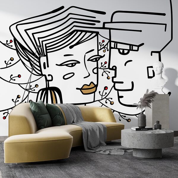 Wall murals Drawing of a man and a woman Wall murals Drawing of a man and a woman