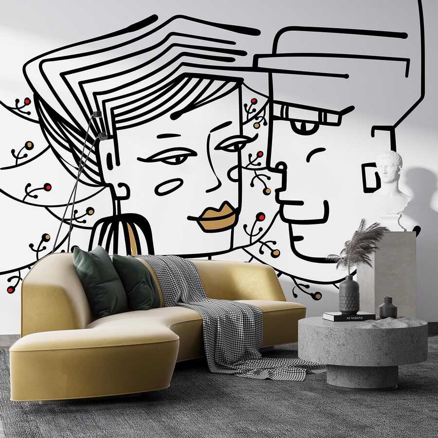 Wall murals Drawing of a man and a woman