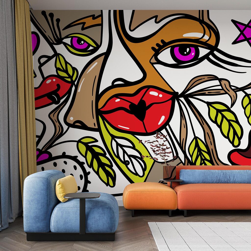 - Rosto vibrante com padrões arrojados - Rosto vibrante com padrões arrojados