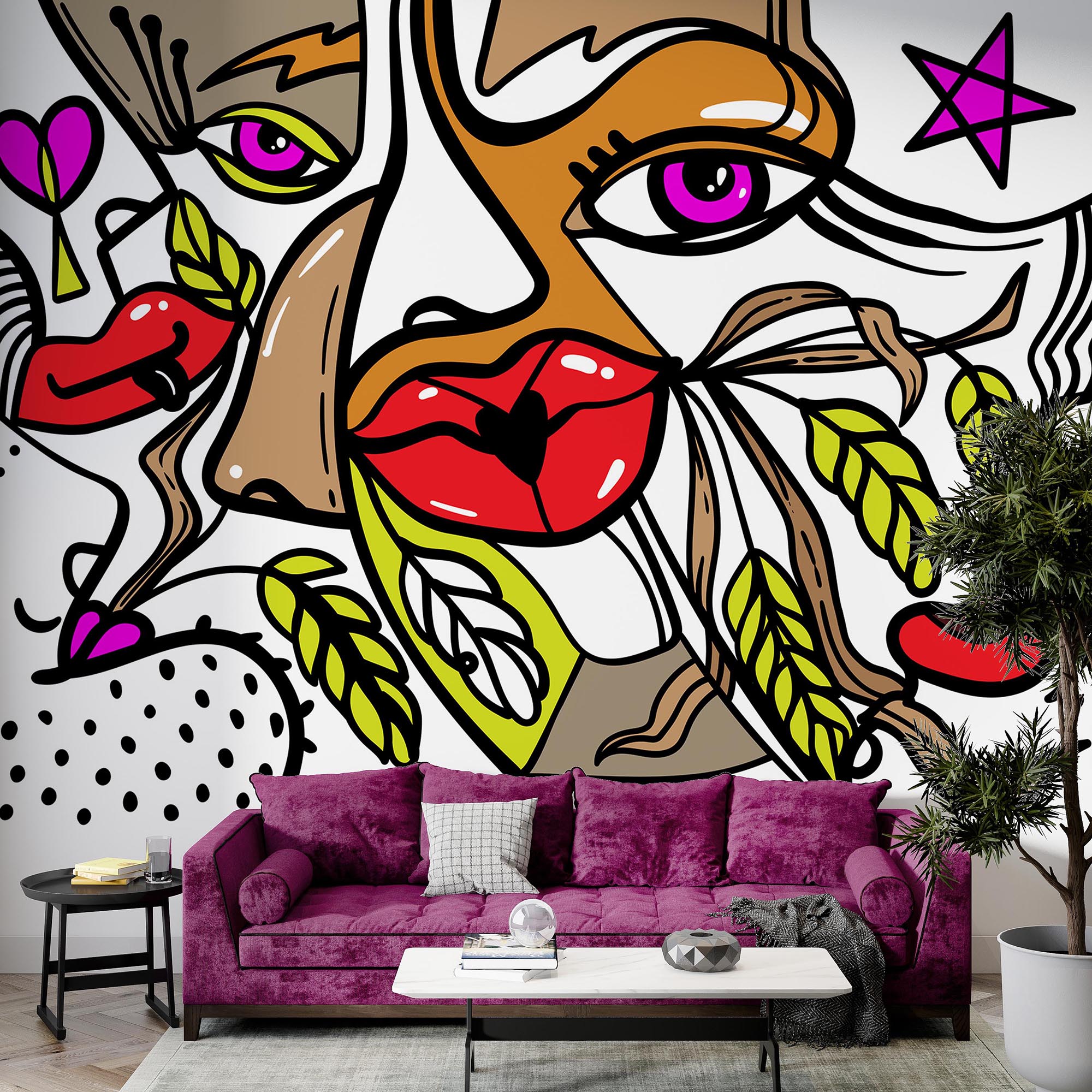 - Rosto vibrante com padrões arrojados - Rosto vibrante com padrões arrojados