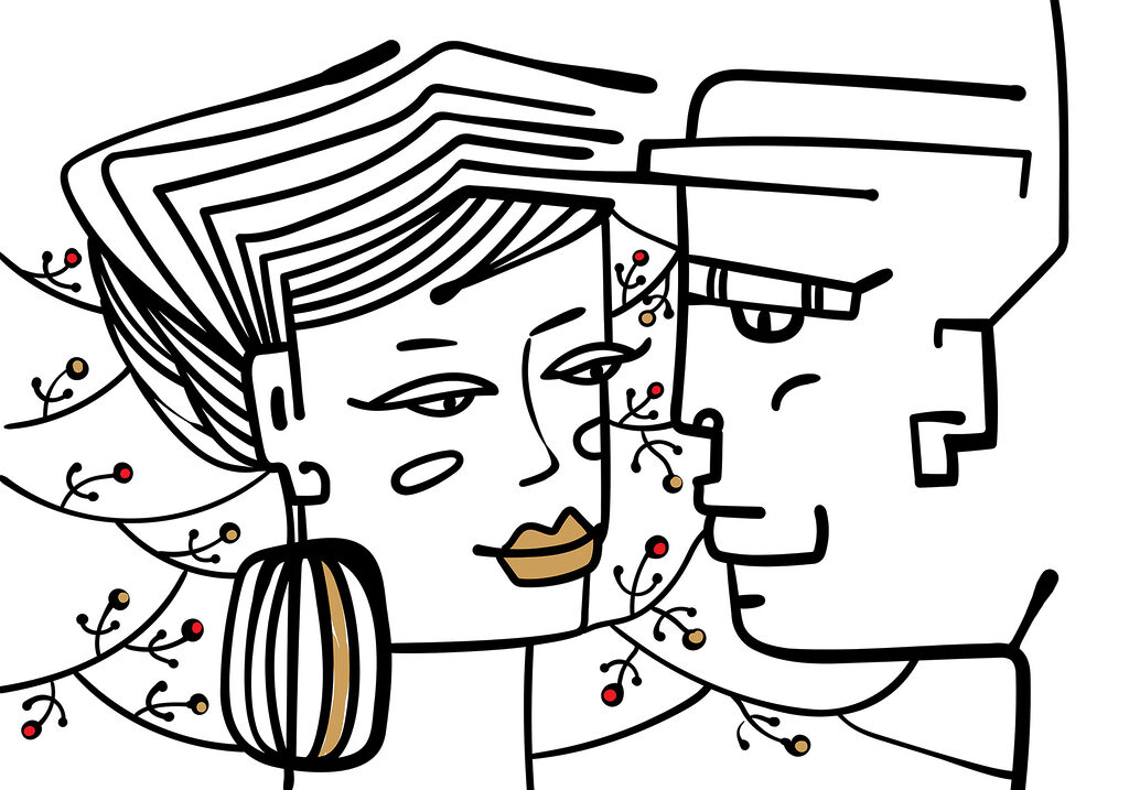 Wall murals Drawing of a man and a woman Wall murals Drawing of a man and a woman