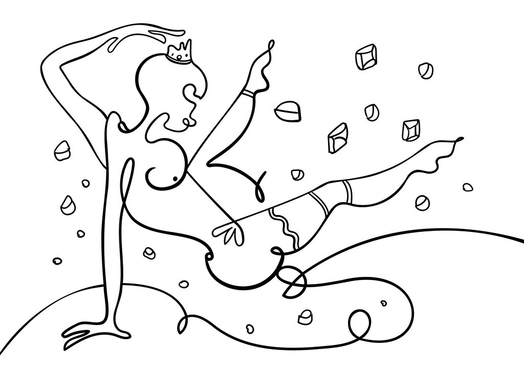 Desenho de uma mulher a dançar Desenho de uma mulher a dançar