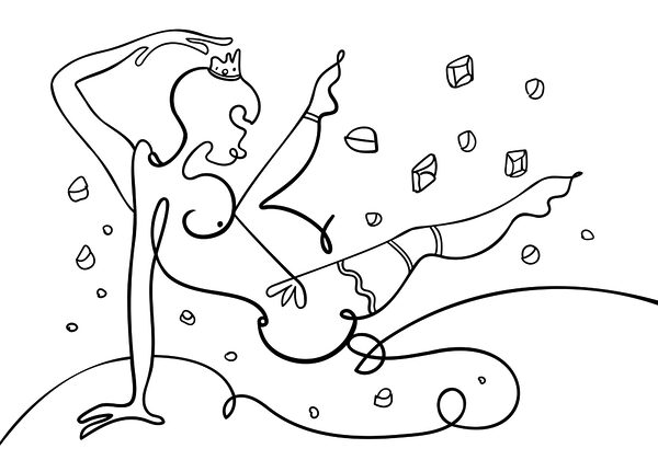 Desenho de uma mulher a dançar Desenho de uma mulher a dançar